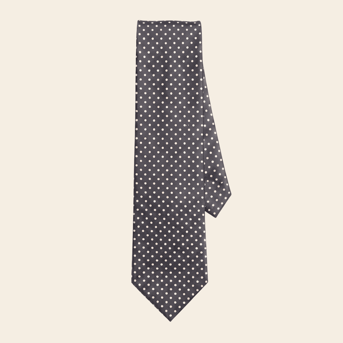 CRAVATTA GRIGIA SCURA 3 PIEGHE IN SETA JACQUARD - Pois bianchi - Lorenzi Como luxury silk tie