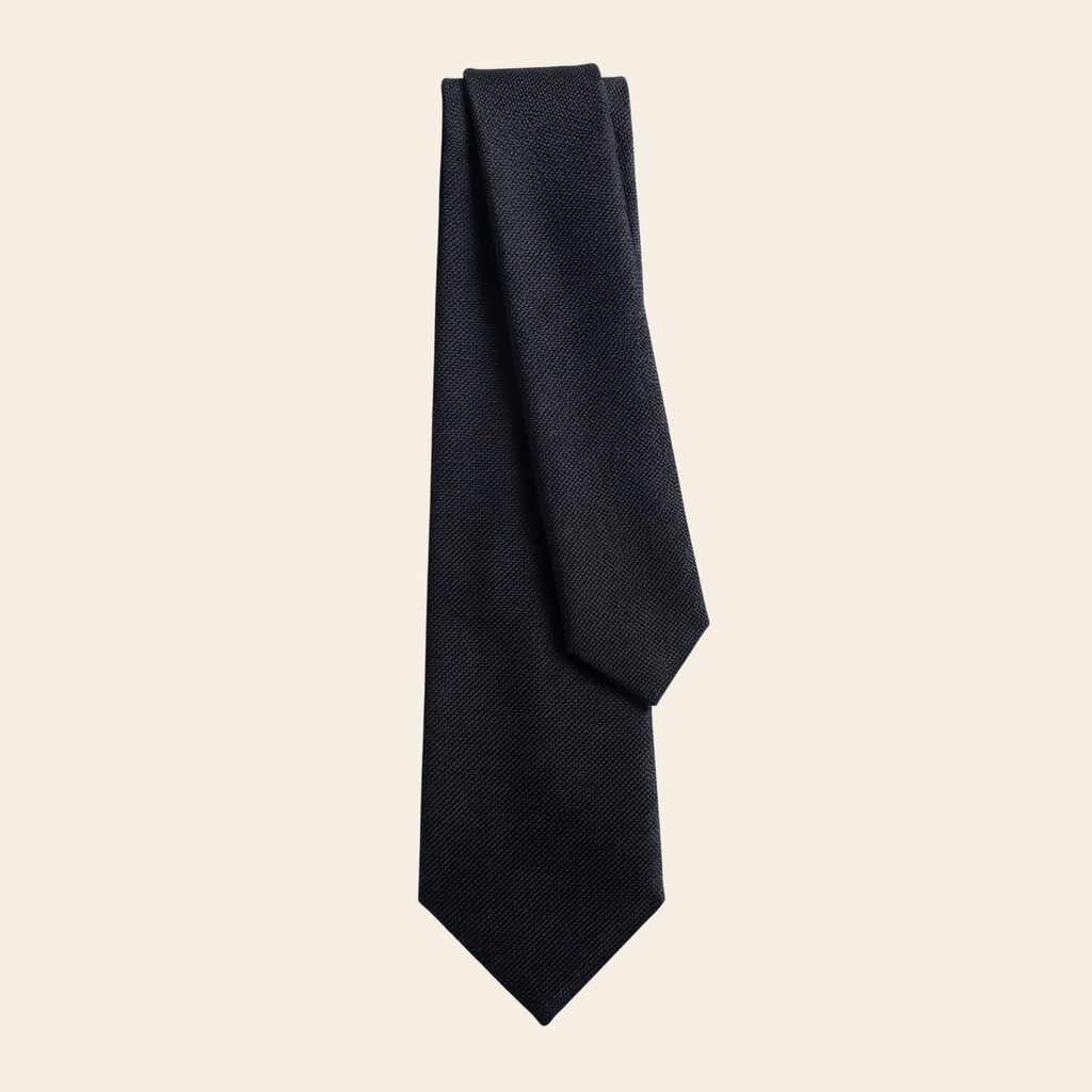CRAVATTA NERA 7 PIEGHE IN SETA JACQUARD