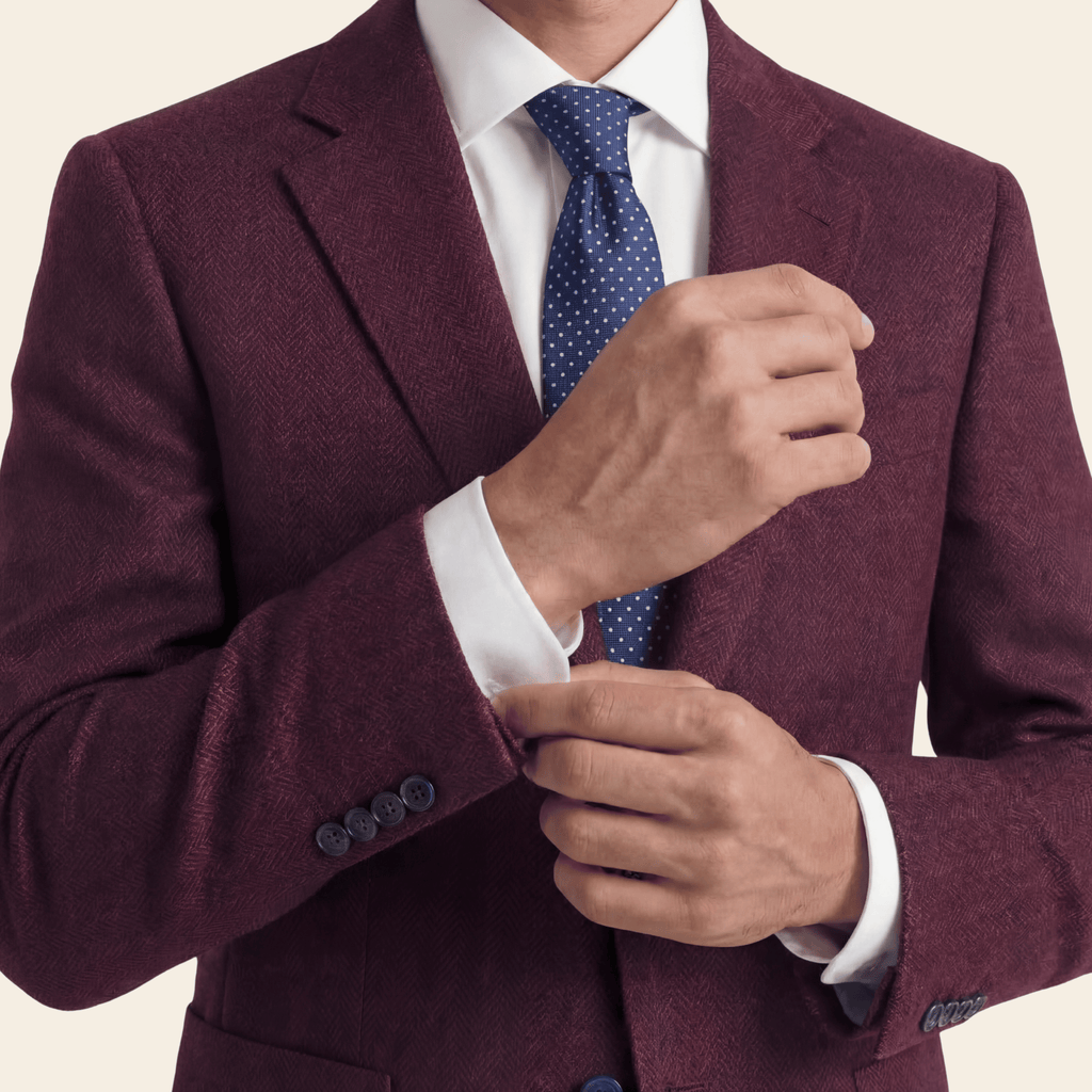 CRAVATTA BLU SCURO 7 PIEGHE SARTORIALE IN SETA - Pois azzurri