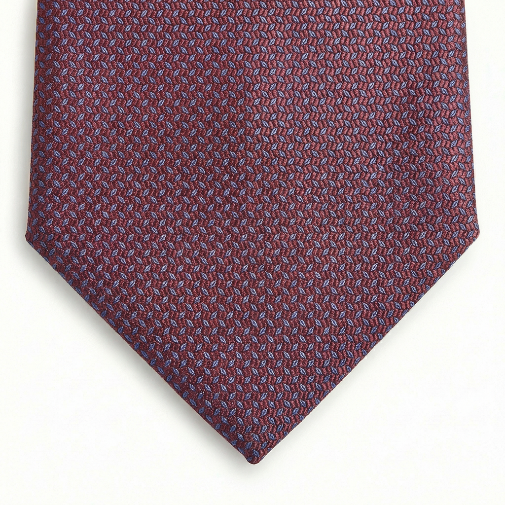 BORDEAUX JACQUARD SILK TIE - Micro leaf pattern