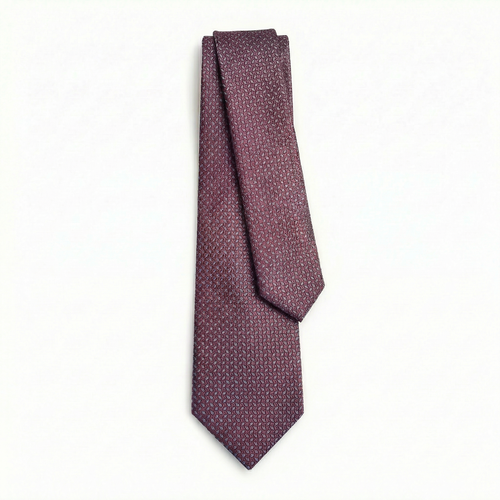 BORDEAUX JACQUARD SILK TIE - Micro leaf pattern