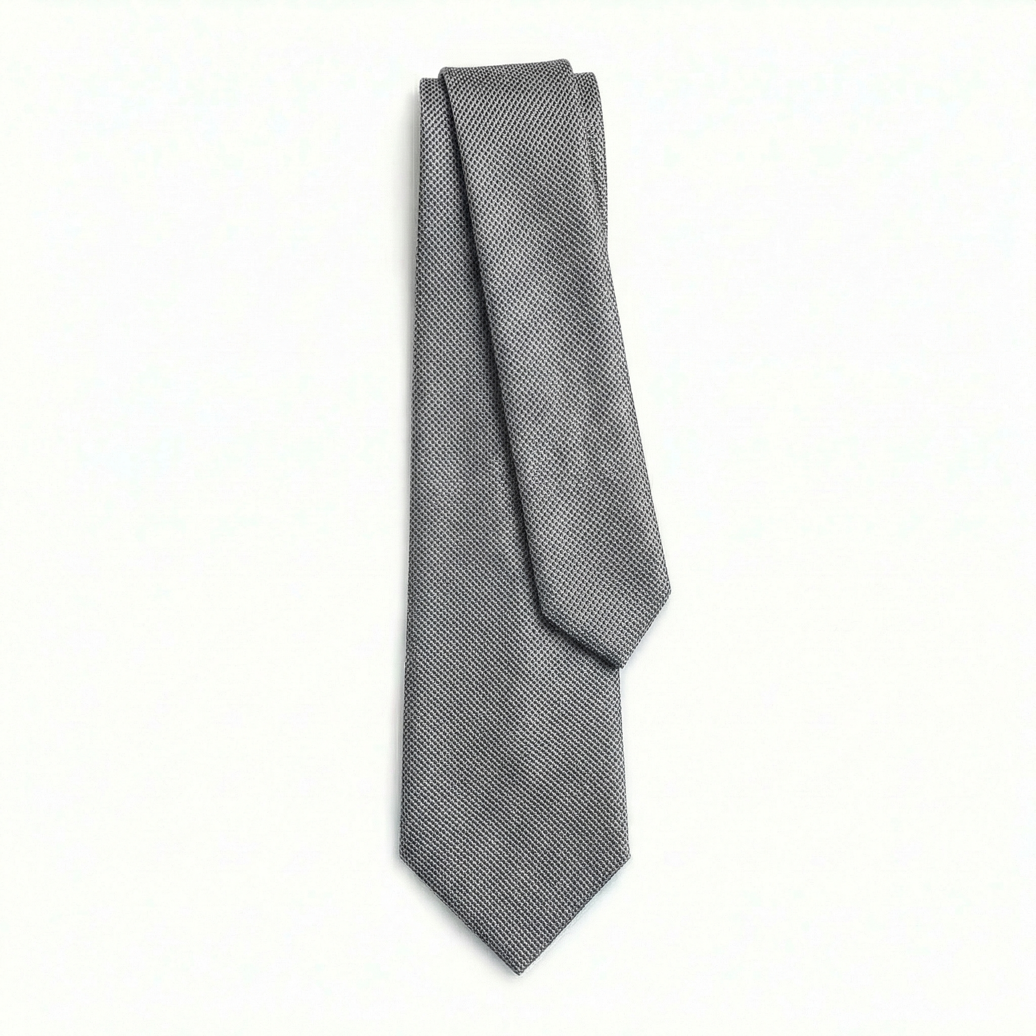 GREY JACQUARD SILK TIE - Micro texture pattern