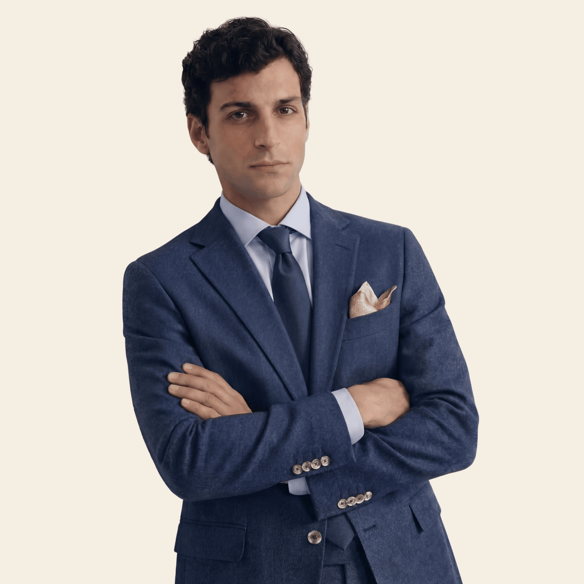CRAVATTA BLU SCURO 7 PIEGHE IN SETA JACQUARD