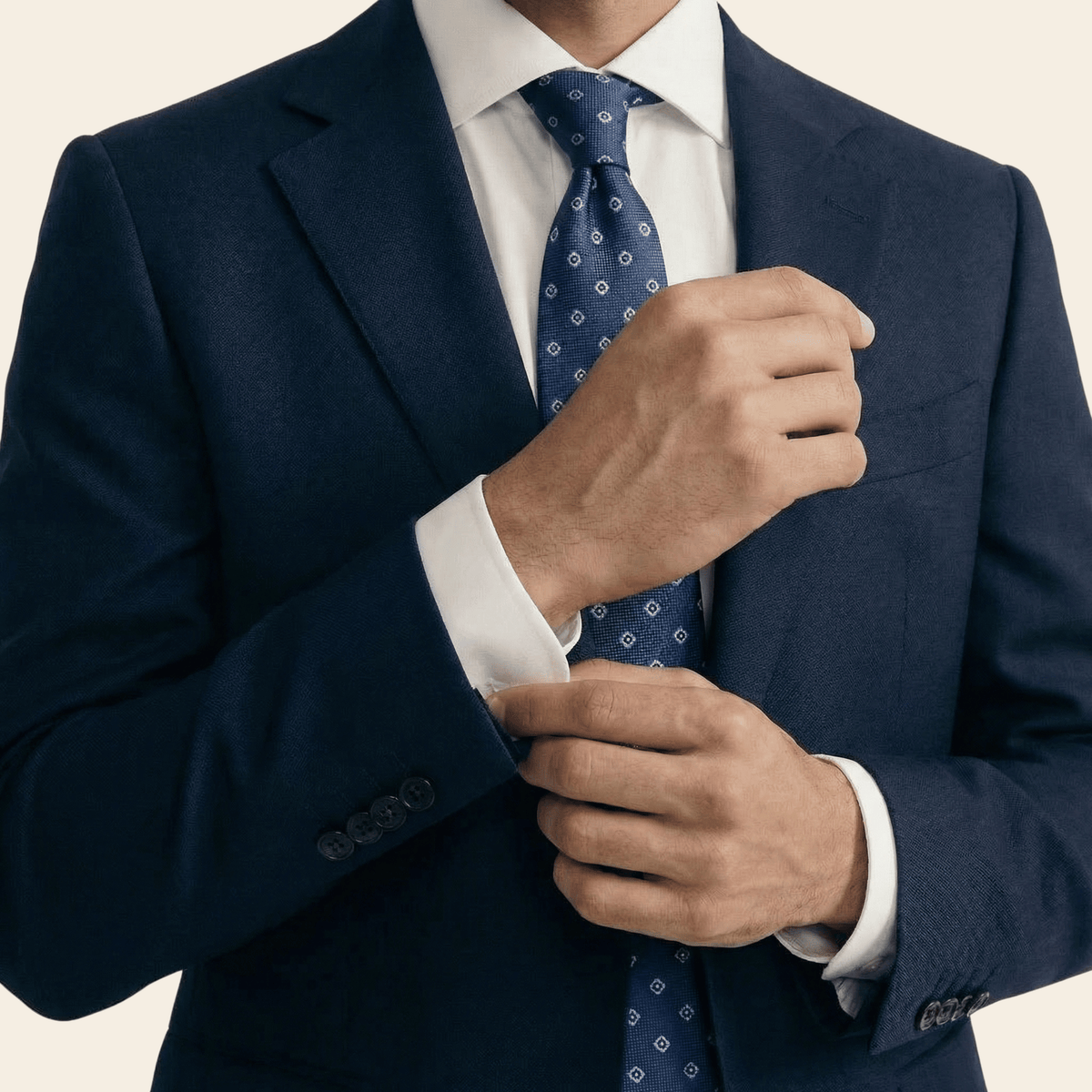 CRAVATTA BLU IN SETA JACQUARD - Geometrico piccolo
