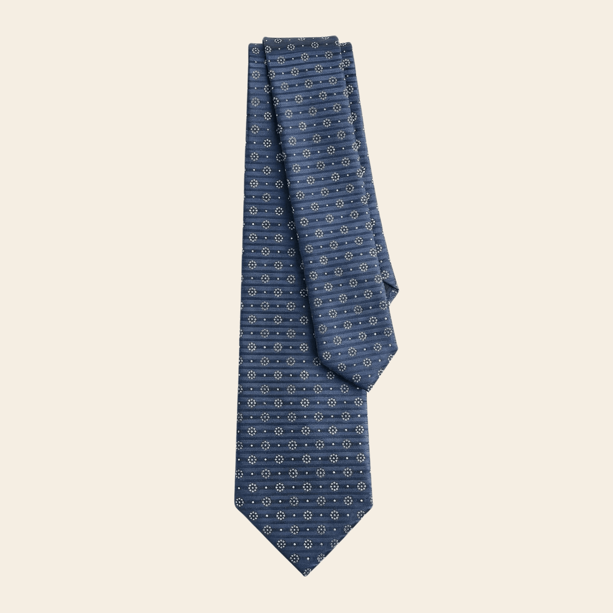 CRAVATTA BLU IN SETA JACQUARD - Microdisegno circolare