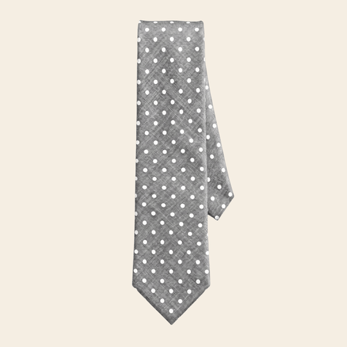 CRAVATTA ARGENTO 7 PIEGHE IN SETA JACQUARD - Pois bianchi (Copia)