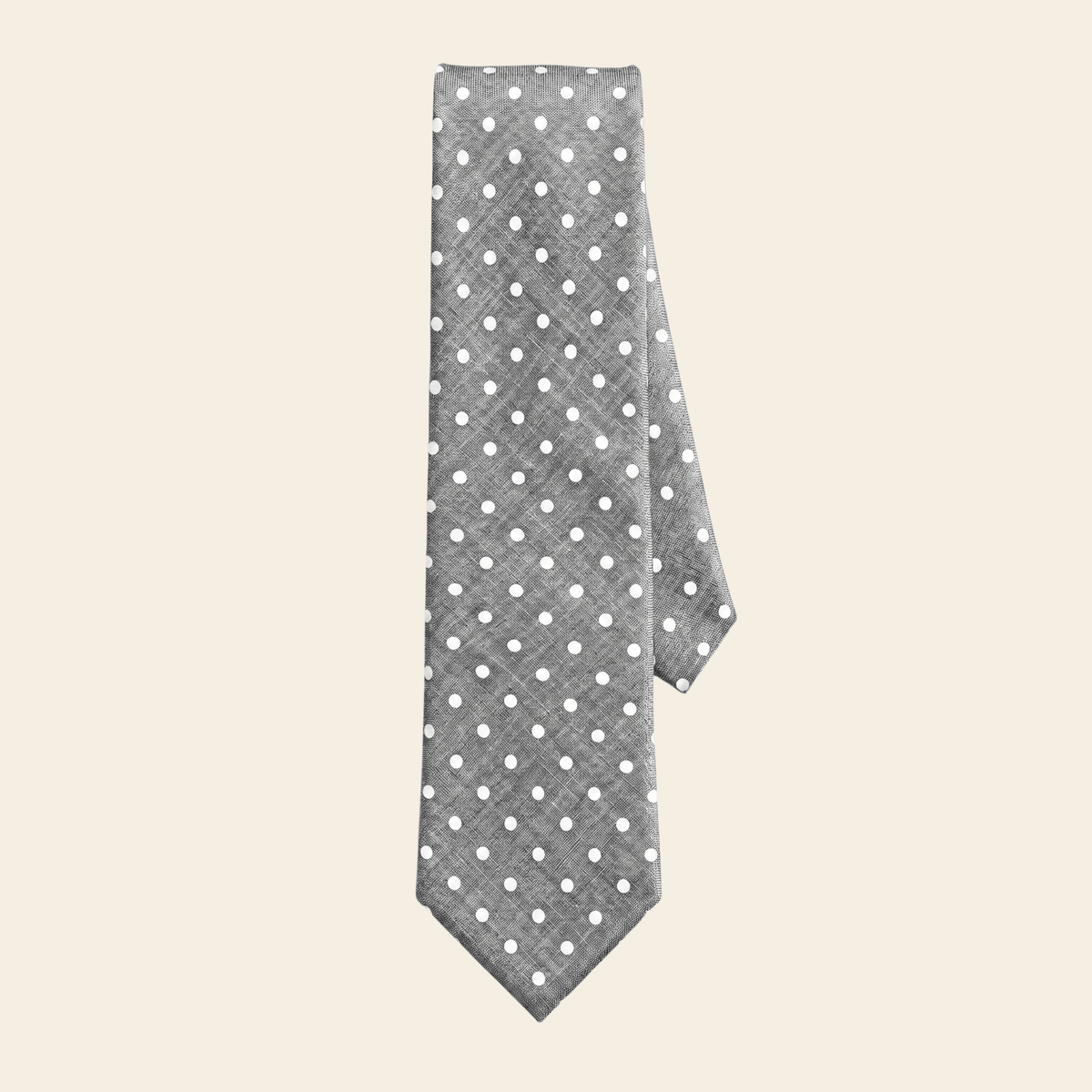 CRAVATTA ARGENTO 3 PIEGHE IN SETA JACQUARD - Pois bianchi