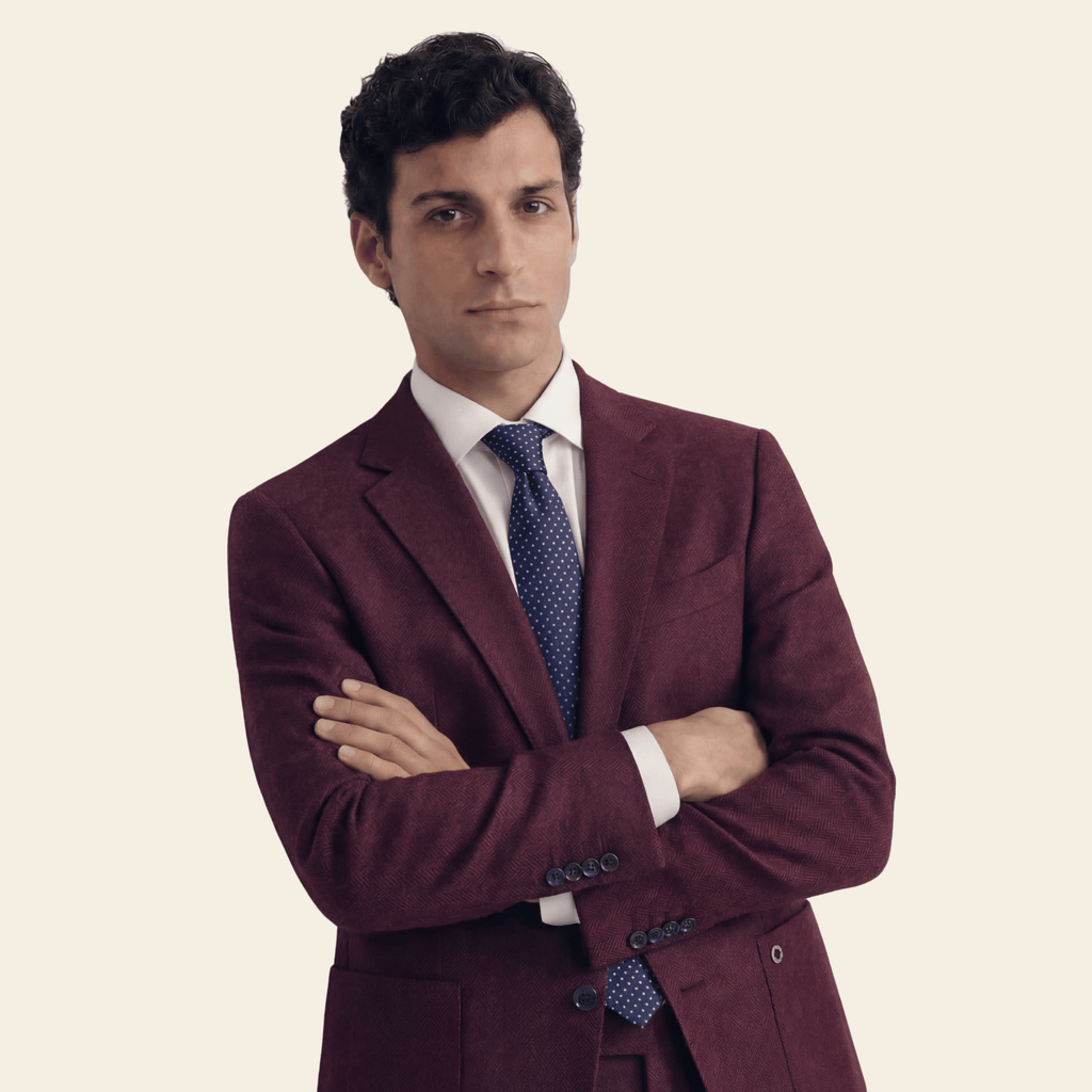 CRAVATTA BLU SCURO 7 PIEGHE SARTORIALE IN SETA - Pois azzurri