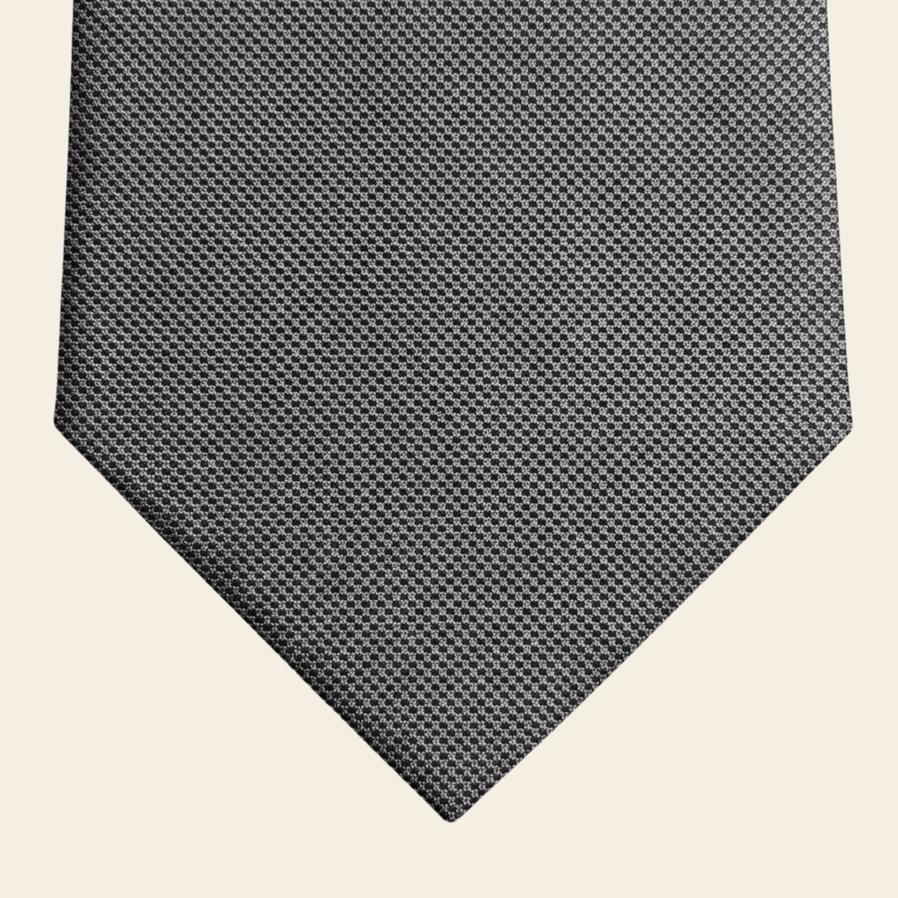 CRAVATTA ARGENTO 7 PIEGHE IN SETA JACQUARD - Microtrama intrecciata