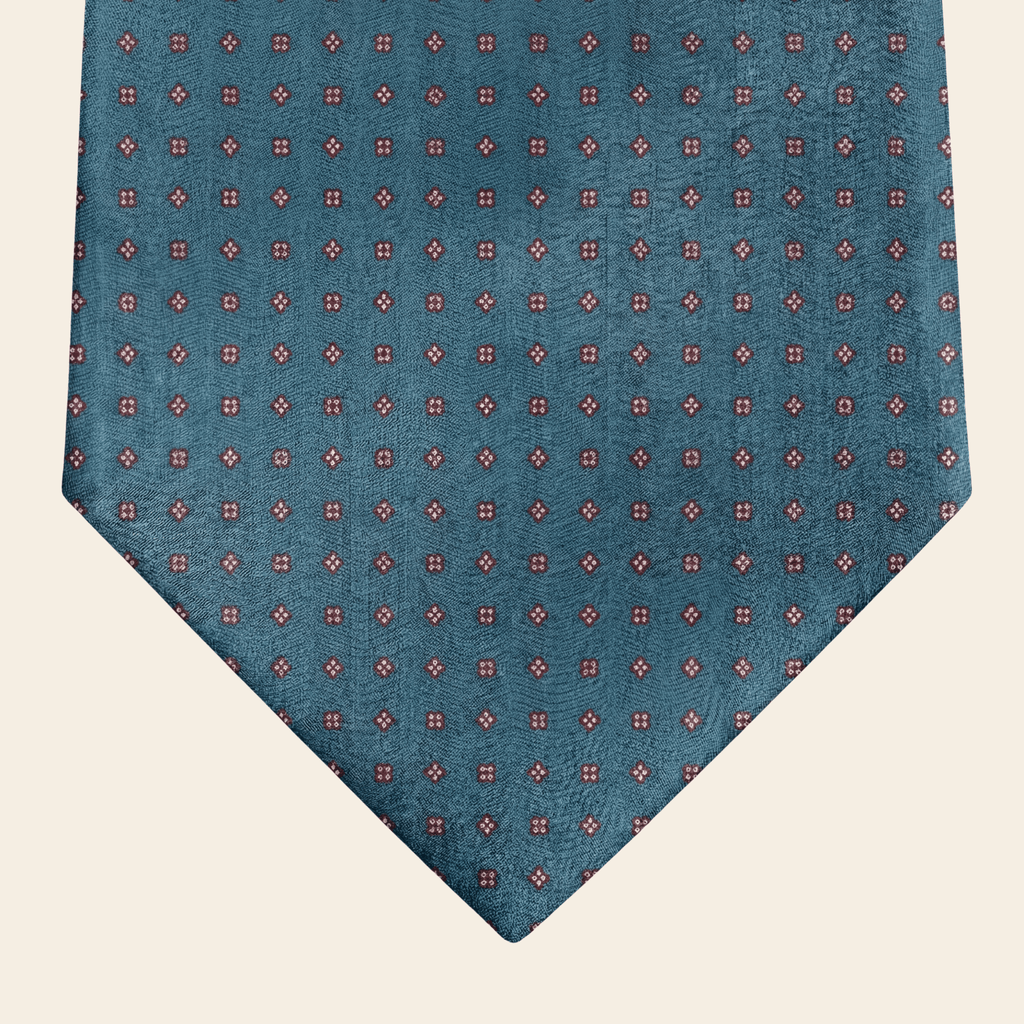 CRAVATTA BLU IN SETA JACQUARD - Microdisegno bordeaux - Lorenzi Como luxury silk tie