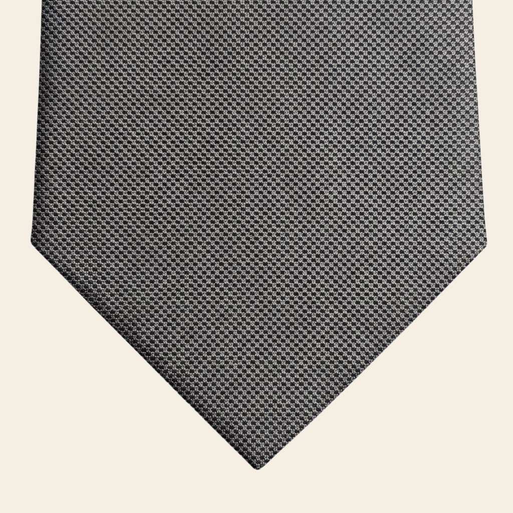 CRAVATTA ARGENTO 3 PIEGHE IN SETA JACQUARD - Microtrama intrecciata