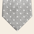 CRAVATTA ARGENTO 3 PIEGHE IN SETA JACQUARD - Pois bianchi