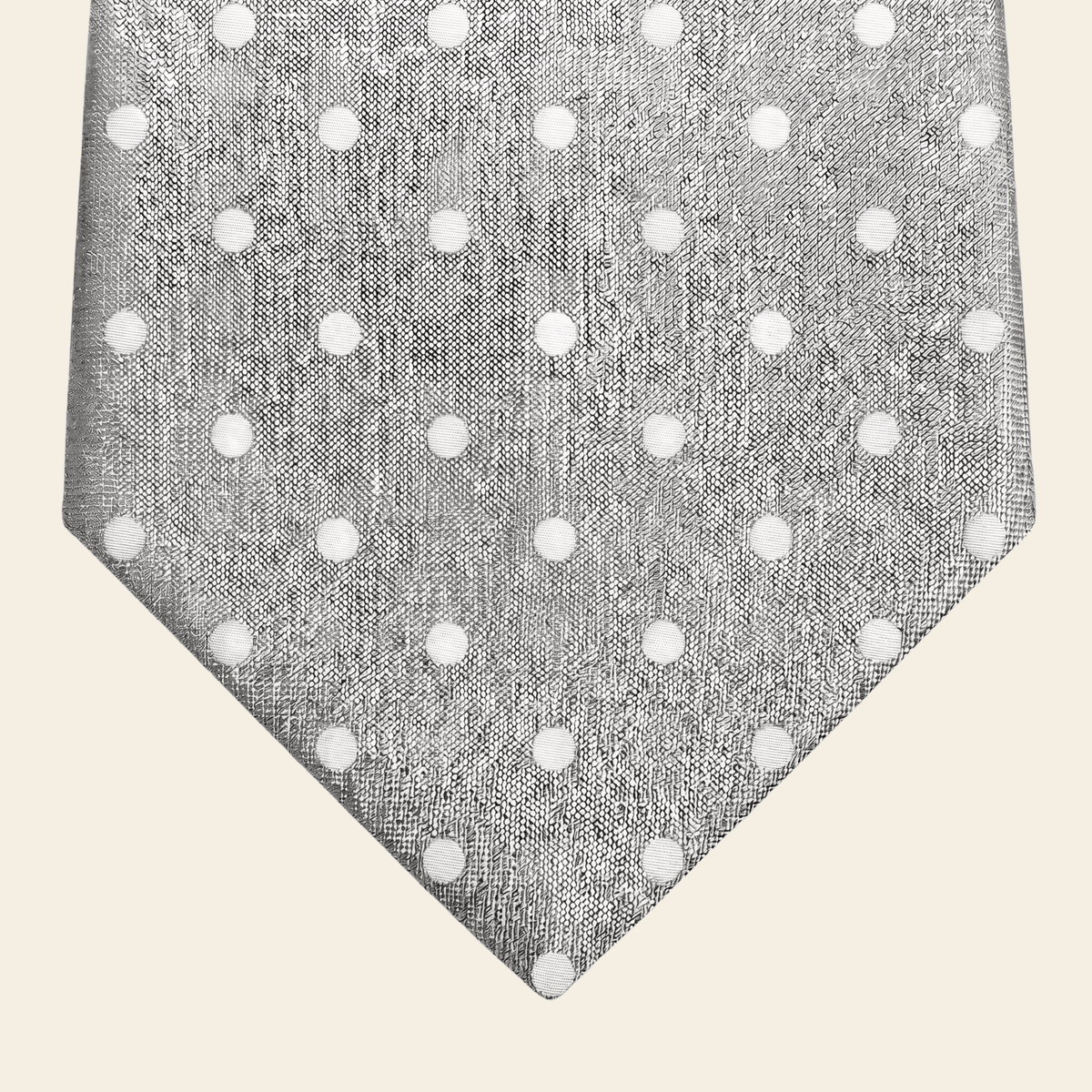 CRAVATTA ARGENTO 3 PIEGHE IN SETA JACQUARD - Pois bianchi