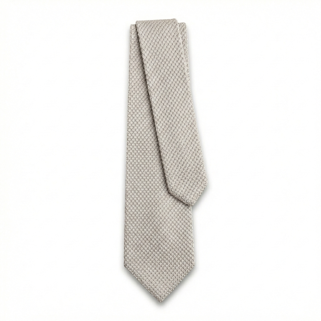 WHITE HANDMADE 3-FOLD GRENADINE SILK TIE