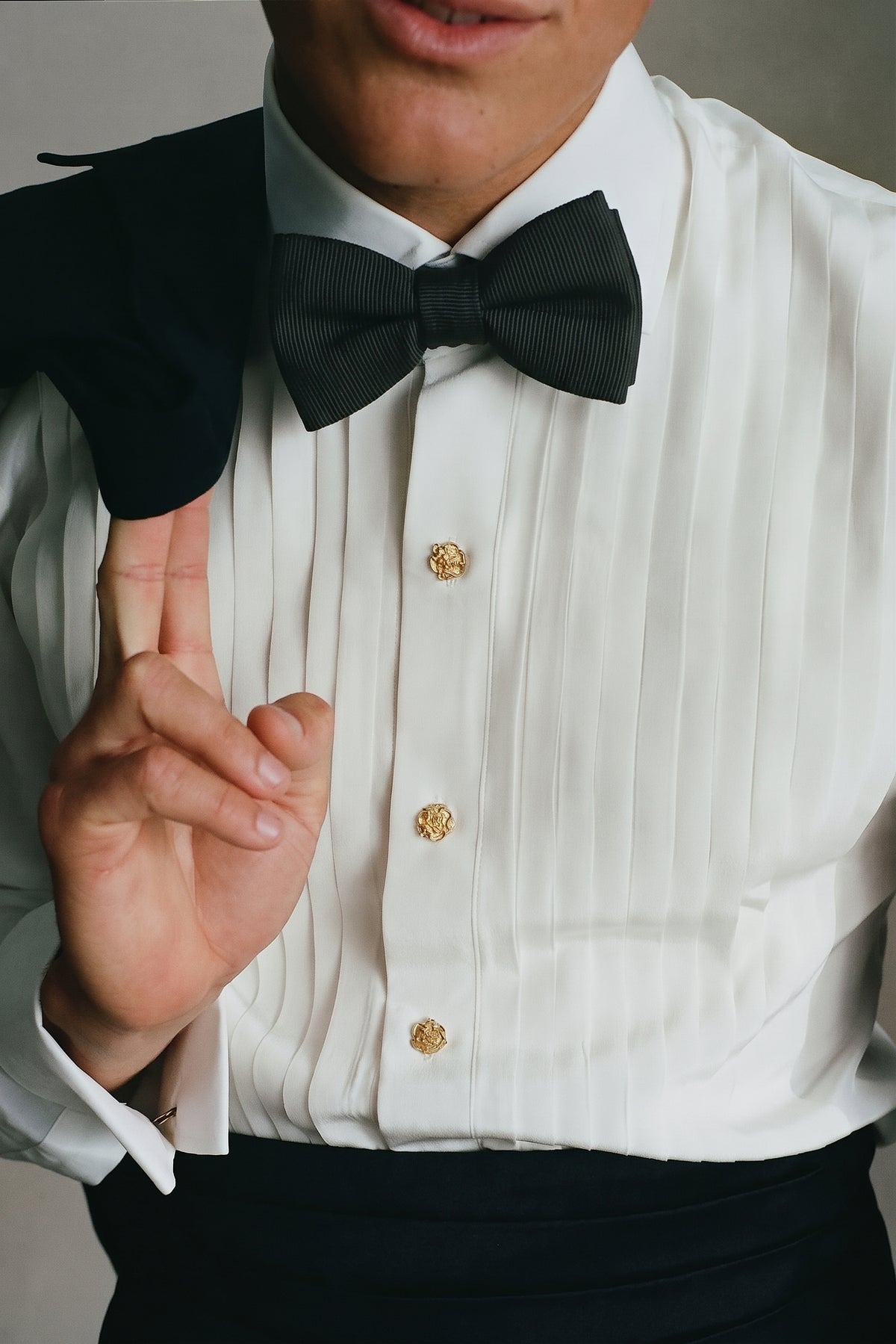 Black Silk Satin Bow Tie - Pre-Tied