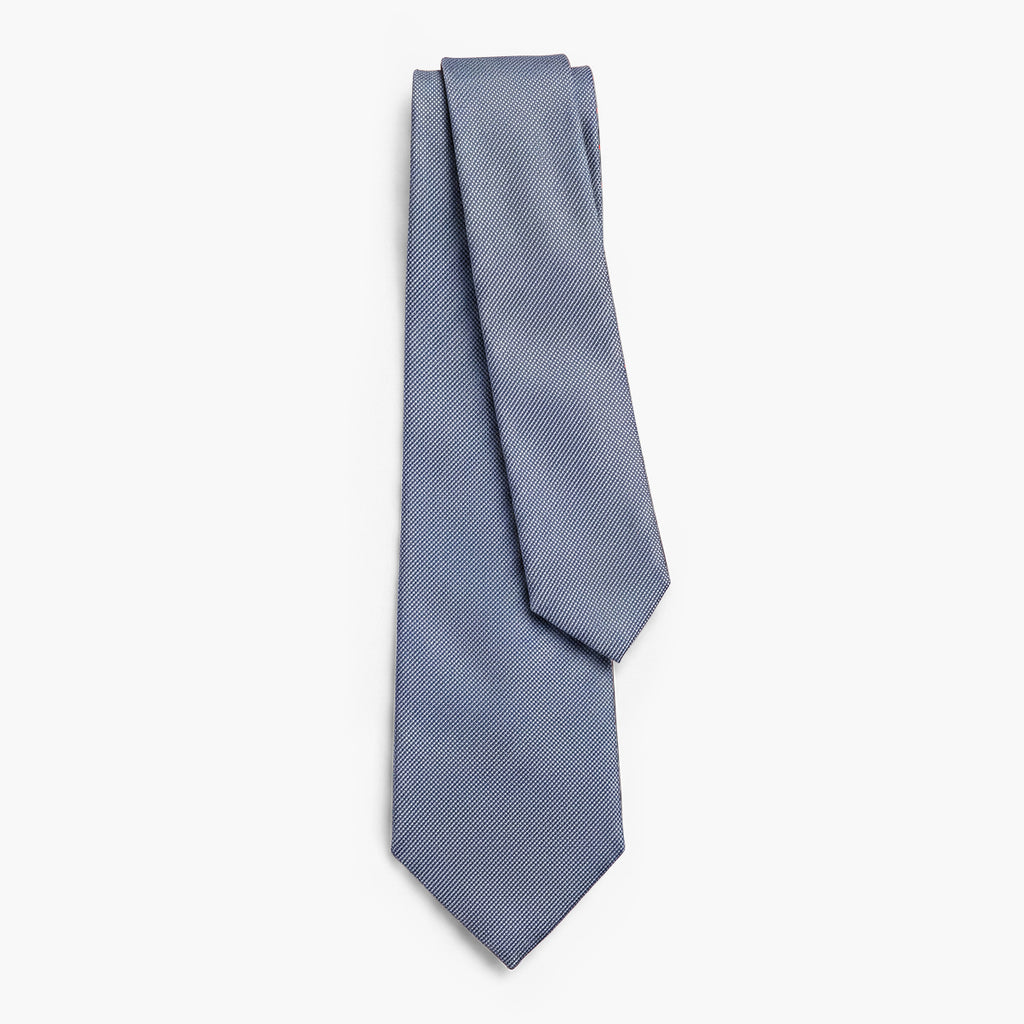 CRAVATTA AZZURRA 7 PIEGHE SARTORIALE IN SETA - Tinta unita - Lorenzi Como luxury silk tie