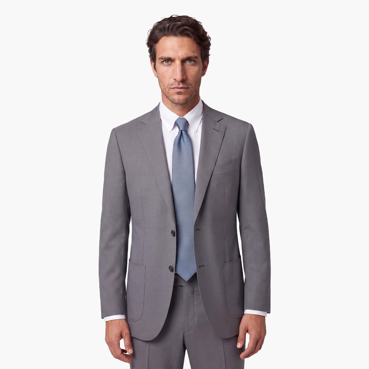 CRAVATTA AZZURRA 7 PIEGHE SARTORIALE IN SETA - Tinta unita - Lorenzi Como luxury silk tie