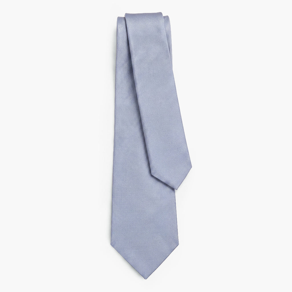 Light Blue Jacquard Silk Tie, 7-Fold - Solid