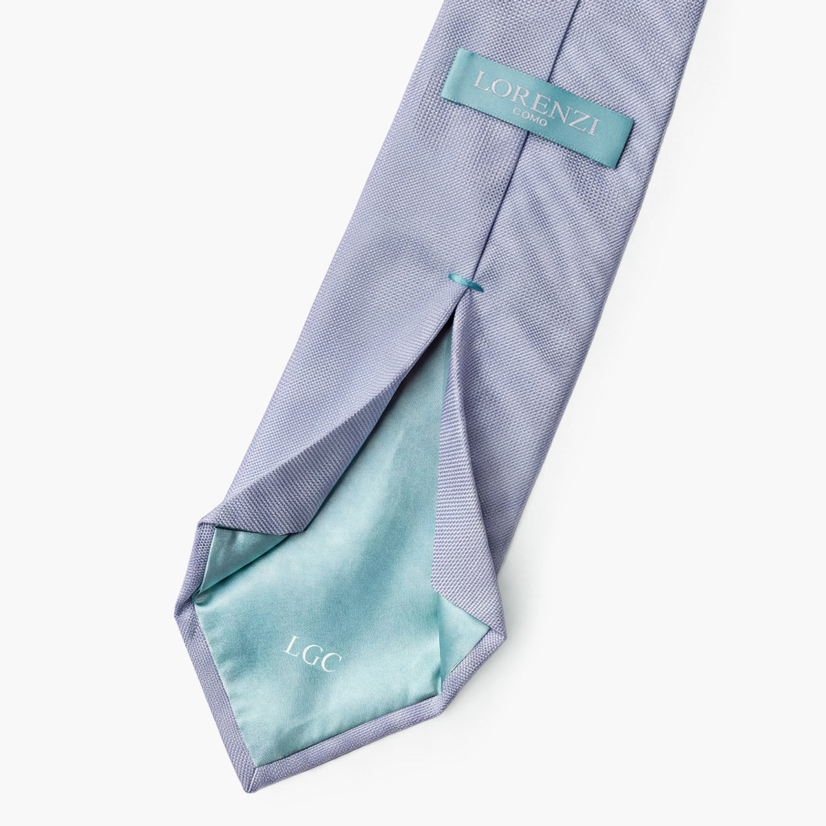Light Blue Jacquard Silk Tie, 7-Fold - Solid