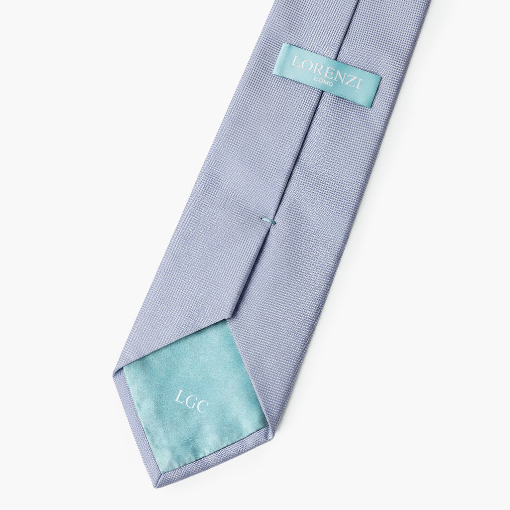 Light Blue Jacquard Silk Tie, 7-Fold - Solid