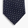 CRAVATTA BLU SCURO 7 PIEGHE IN SETA JACQUARD - Pois - Lorenzi Como luxury silk tie