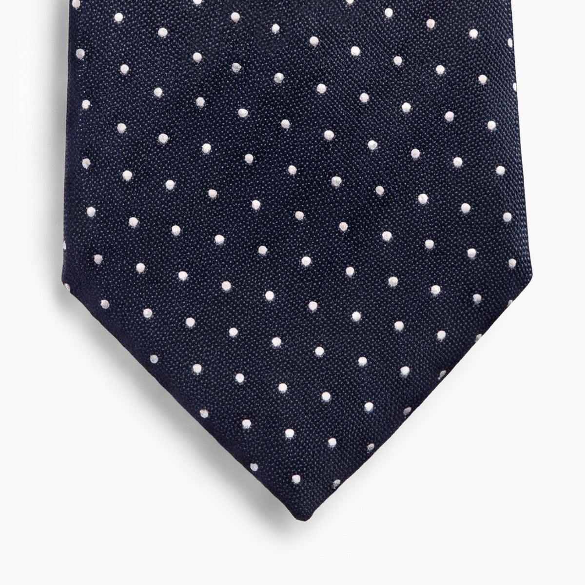 CRAVATTA BLU SCURO 7 PIEGHE IN SETA JACQUARD - Pois - Lorenzi Como luxury silk tie