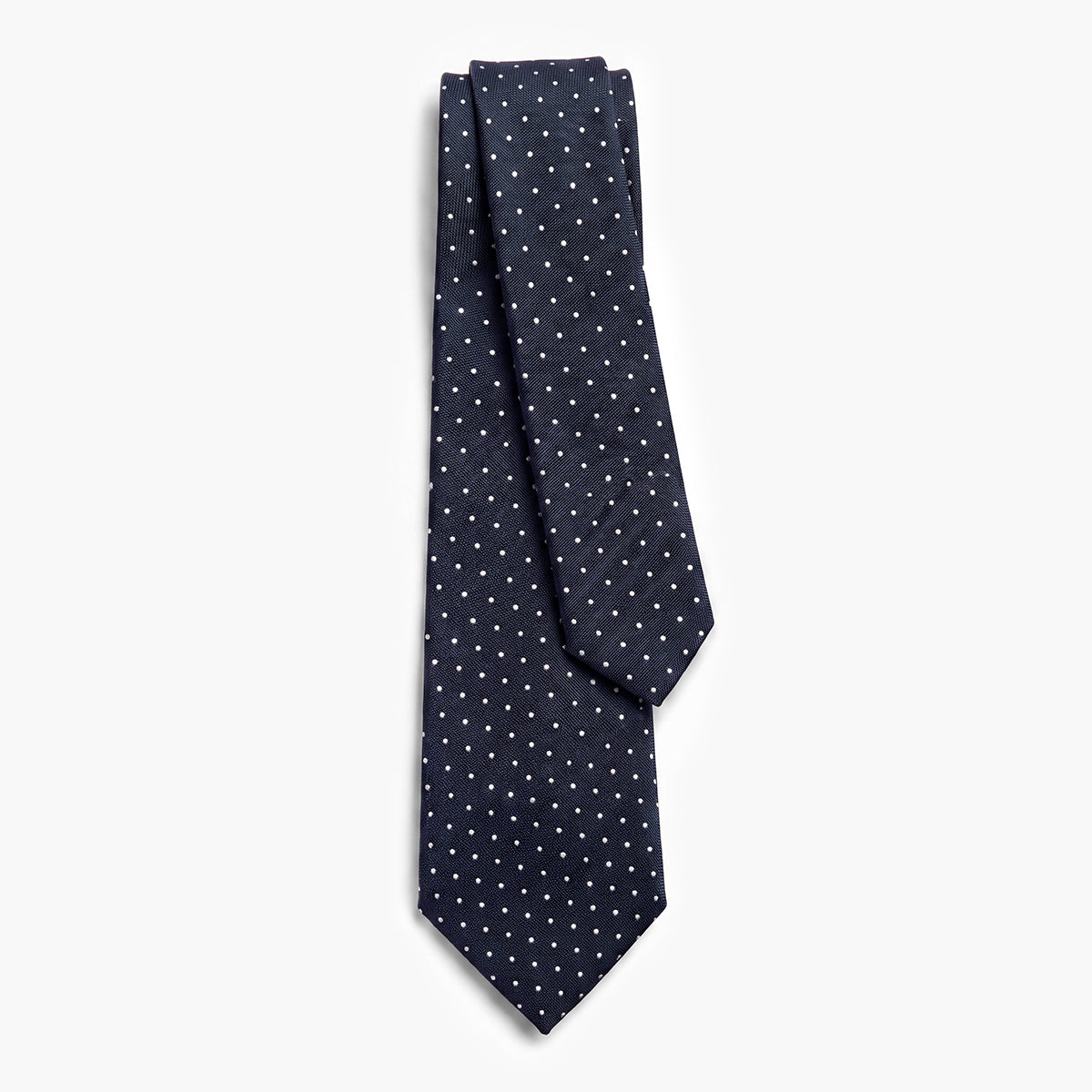 CRAVATTA BLU SCURO 7 PIEGHE IN SETA JACQUARD - Pois - Lorenzi Como luxury silk tie