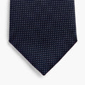CRAVATTA BLU SCURO 7 PIEGHE IN SETA JACQUARD - Pois bianchi - Lorenzi Como luxury silk tie