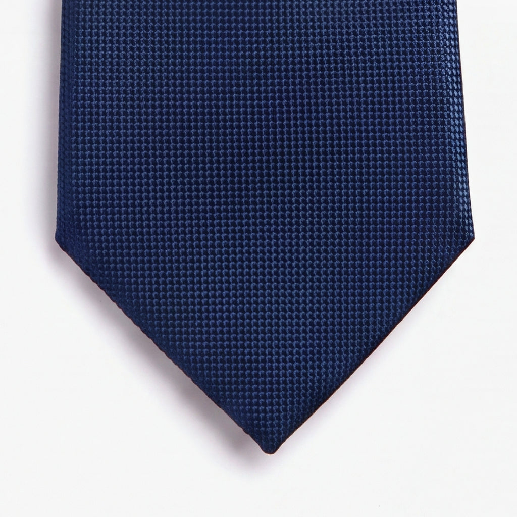 CRAVATTA BLU SCURO 7 PIEGHE SARTORIALE IN SETA - Tinta unita - Lorenzi Como luxury silk tie