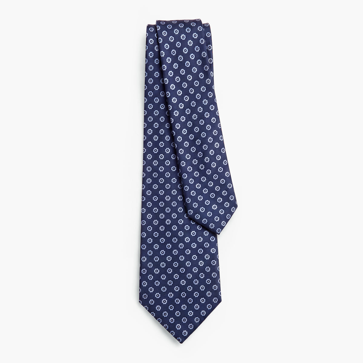 CRAVATTA BLU SCURO 7 PIEGHE SARTORIALE IN SETA - Floreale - Lorenzi Como luxury silk tie