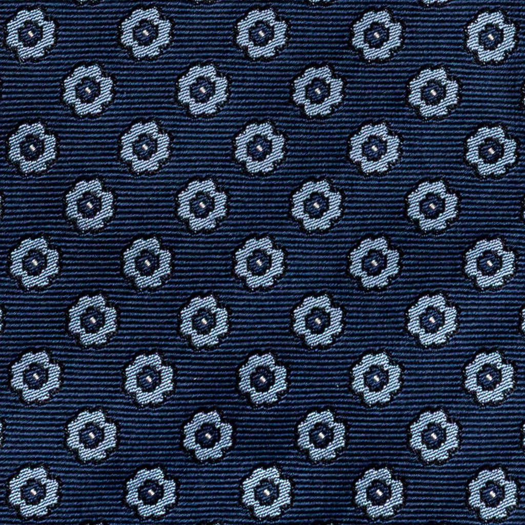CRAVATTA BLU SCURO 7 PIEGHE SARTORIALE IN SETA - Floreale - Lorenzi Como luxury silk tie