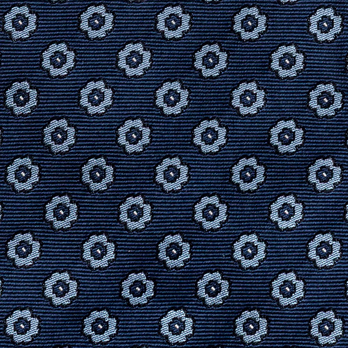 CRAVATTA BLU SCURO 7 PIEGHE SARTORIALE IN SETA - Floreale - Lorenzi Como luxury silk tie