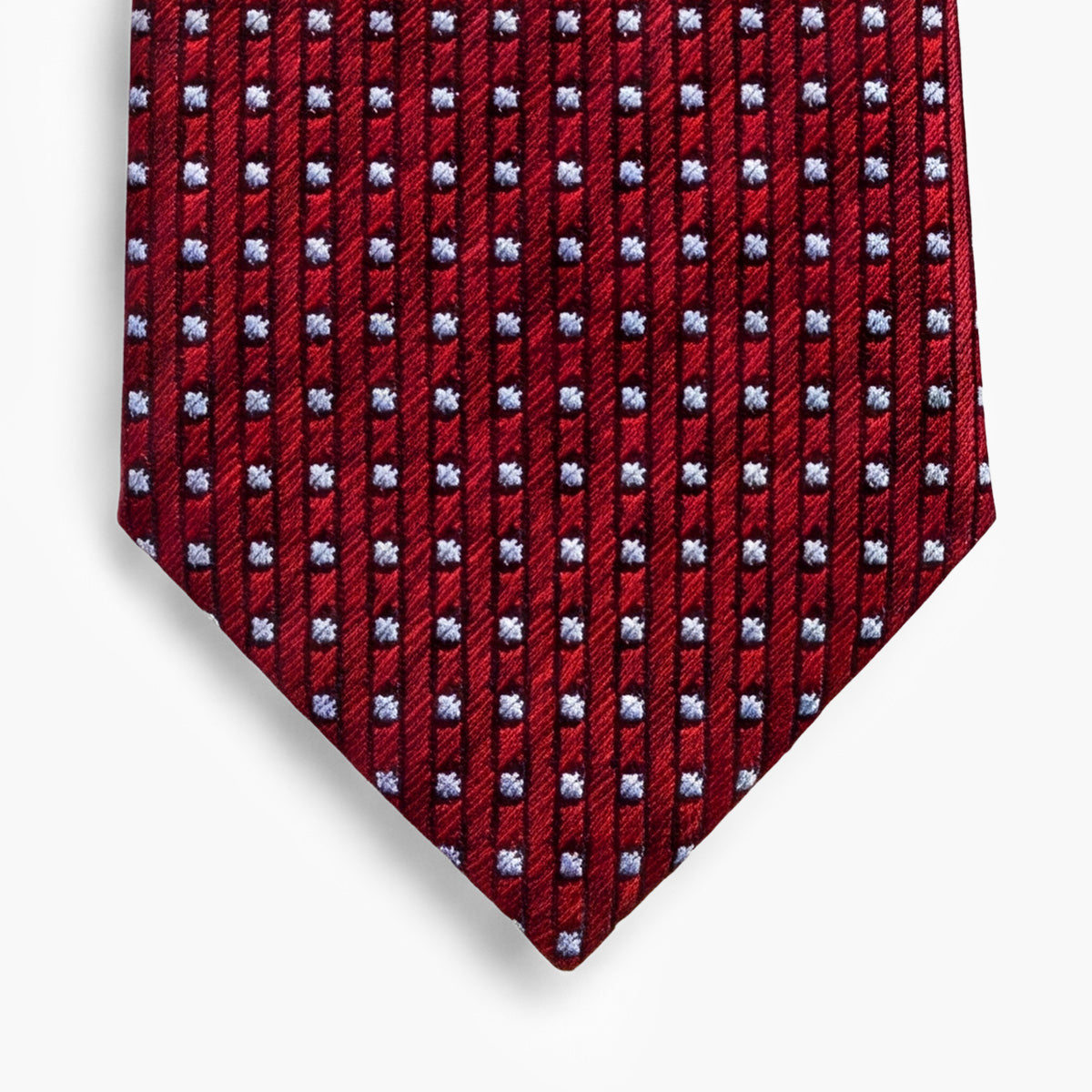 CRAVATTA BORDEAUX 3 PIEGHE IN SETA JACQUARD - Pois bianchi - Lorenzi Como luxury silk tie