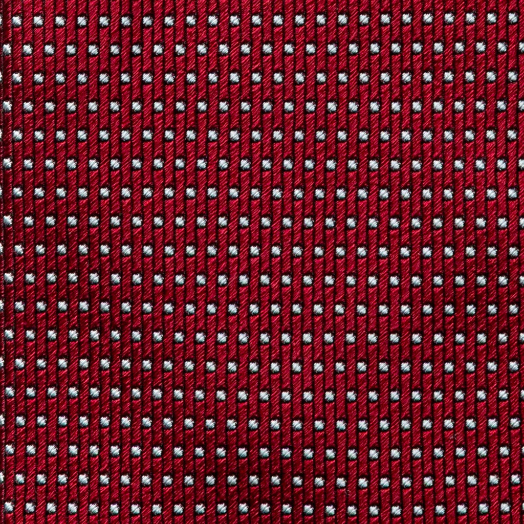CRAVATTA BORDEAUX 7 PIEGHE IN SETA JACQUARD - Pois bianchi - Lorenzi Como luxury silk tie