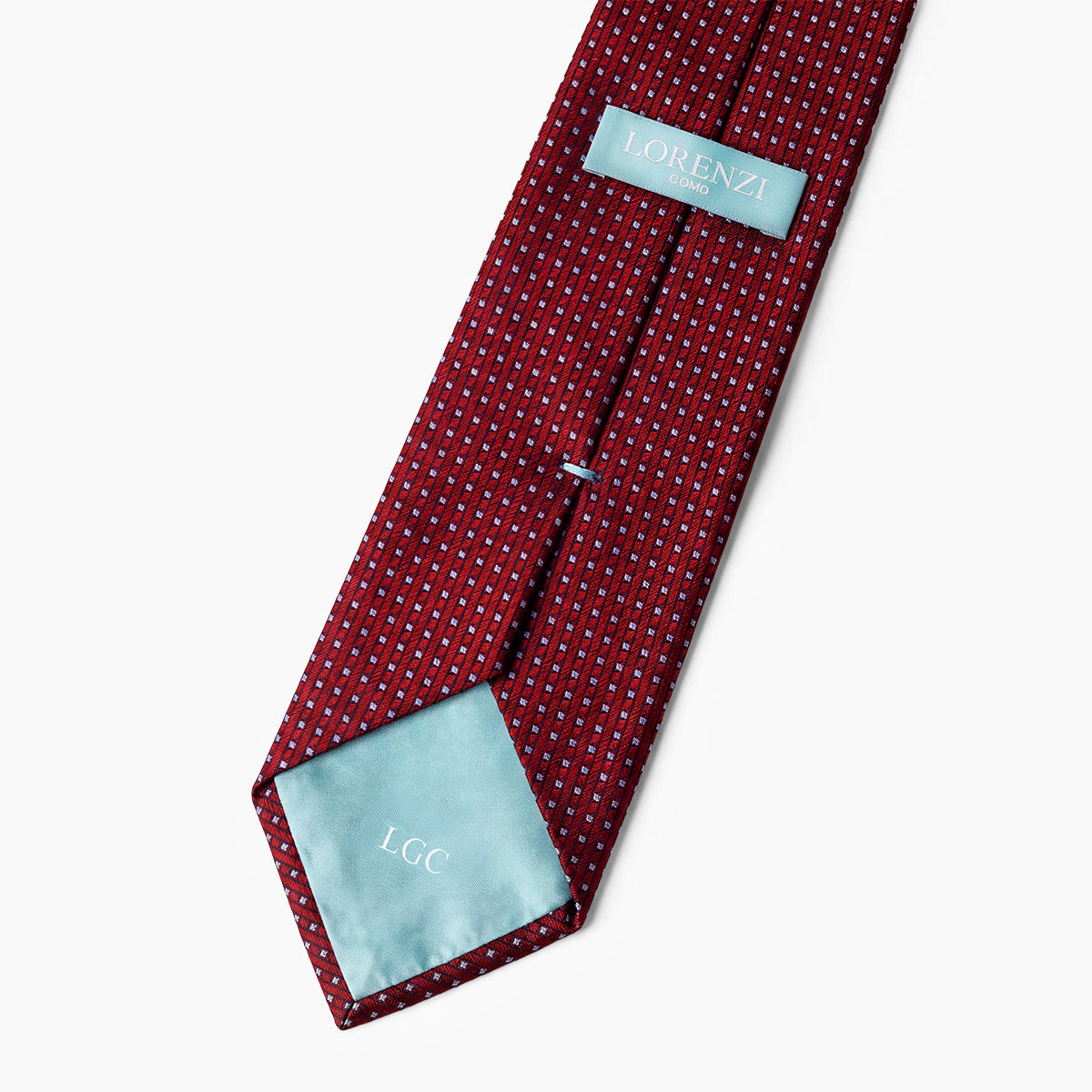 CRAVATTA BORDEAUX 3 PIEGHE IN SETA JACQUARD - Pois bianchi - Lorenzi Como luxury silk tie