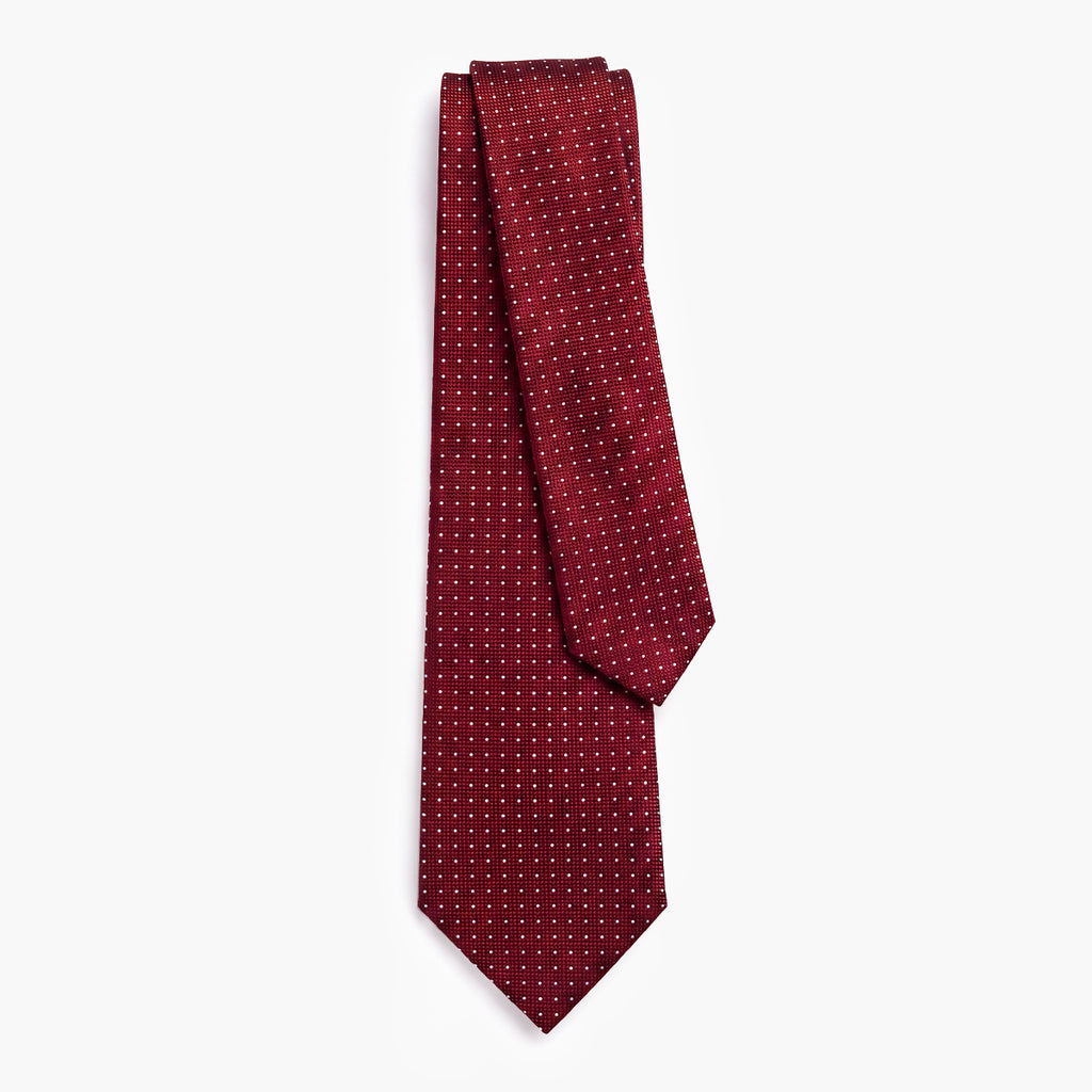 CRAVATTA BORDEAUX 7 PIEGHE IN SETA JACQUARD - Pois - Lorenzi Como luxury silk tie