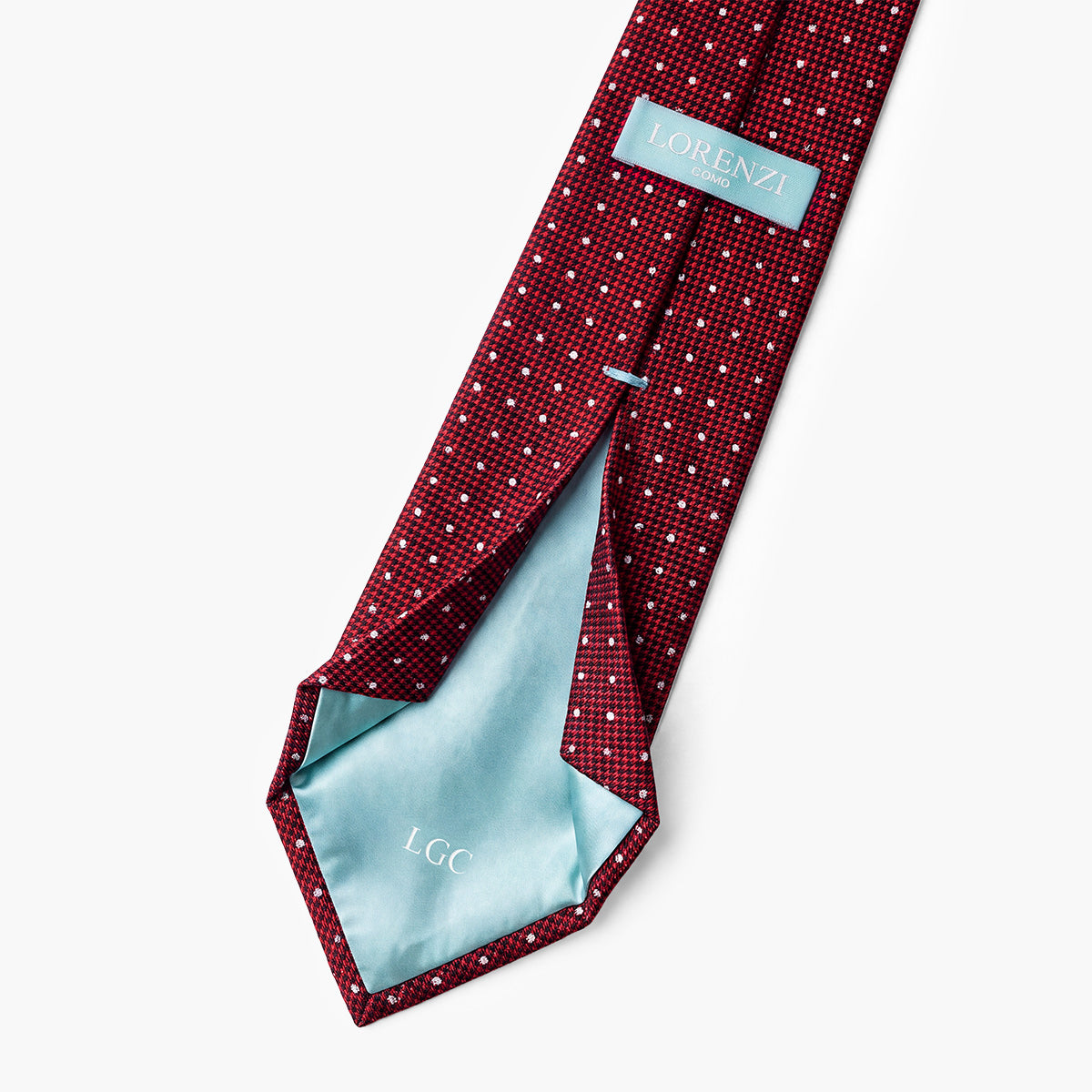 CRAVATTA BORDEAUX 7 PIEGHE IN SETA JACQUARD - Pois - Lorenzi Como luxury silk tie