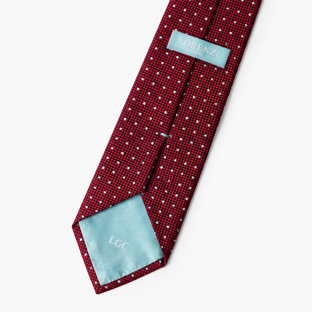 CRAVATTA BORDEAUX 3 PIEGHE IN SETA JACQUARD - Pois - Lorenzi Como luxury silk tie