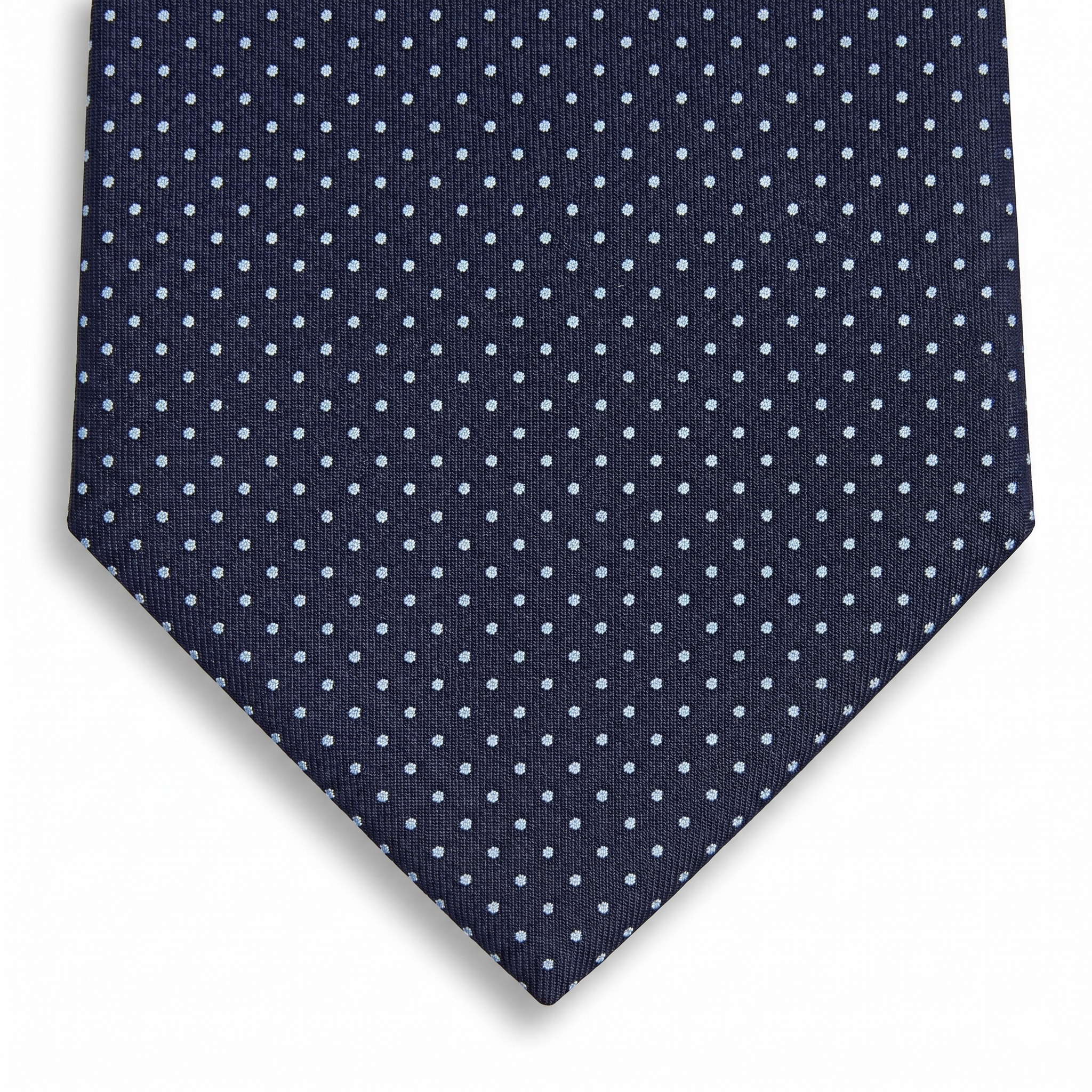 CRAVATTA BLU SCURO 3 PIEGHE SARTORIALE IN SETA - Pois azzurri