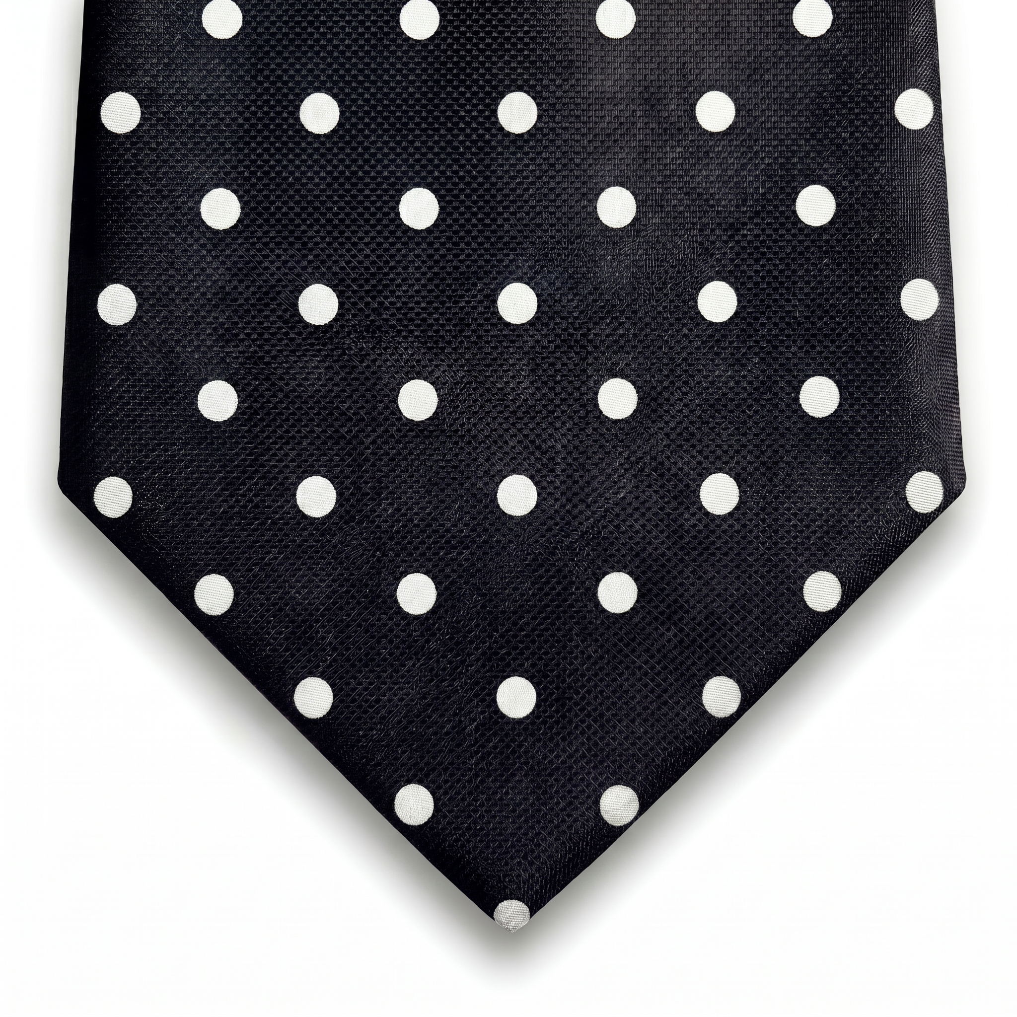 CRAVATTA NERA 3 PIEGHE IN SETA JACQUARD - Pois bianchi