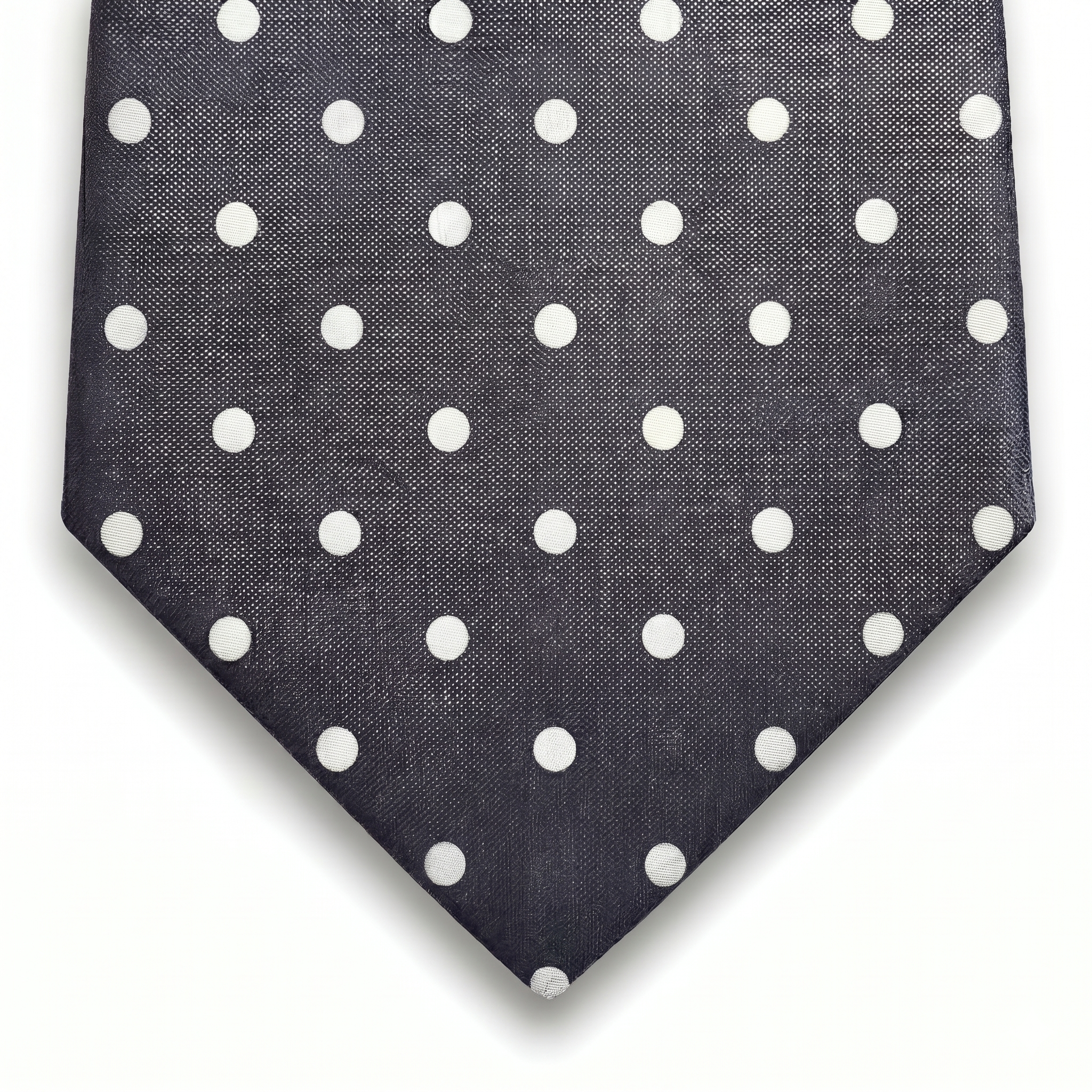 CRAVATTA GRIGIA SCURA 3 PIEGHE IN SETA JACQUARD - Pois bianchi