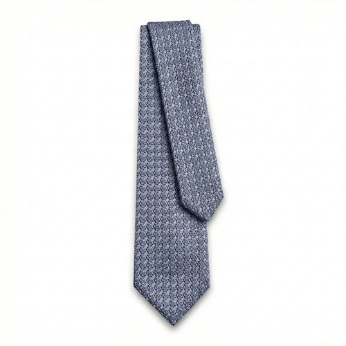 Marine Handmade 3-Fold Grenadine Silk Tie, full tie displayed on white background