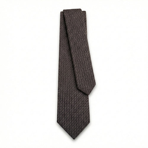 DARK BROWN HANDMADE 3-FOLD GRENADINE SILK TIE
