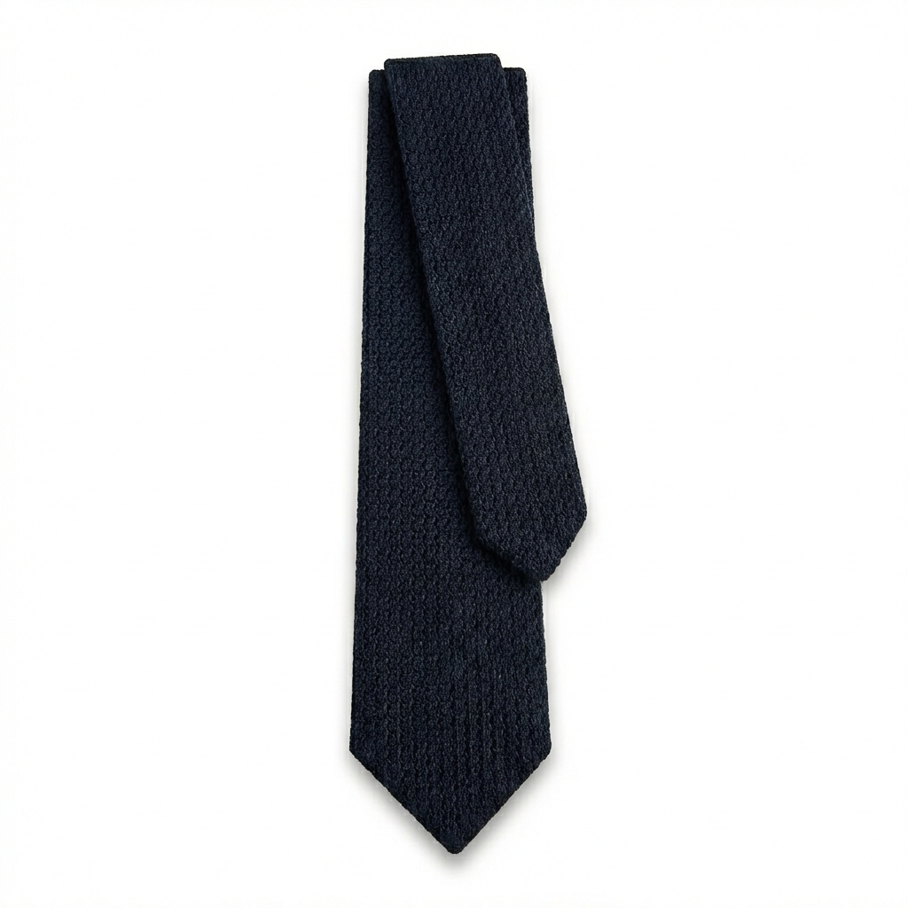 BLACK HANDMADE 3-FOLD GRENADINE SILK TIE