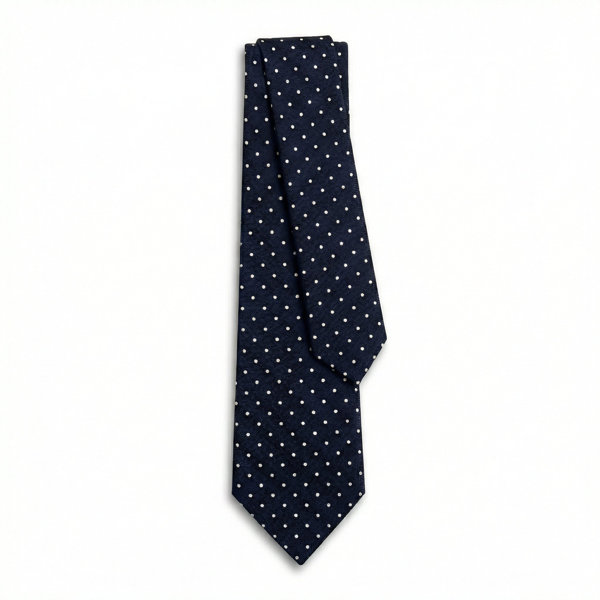 DARK BLUE 5-FOLD SARTORIAL JACQUARD SILK TIE