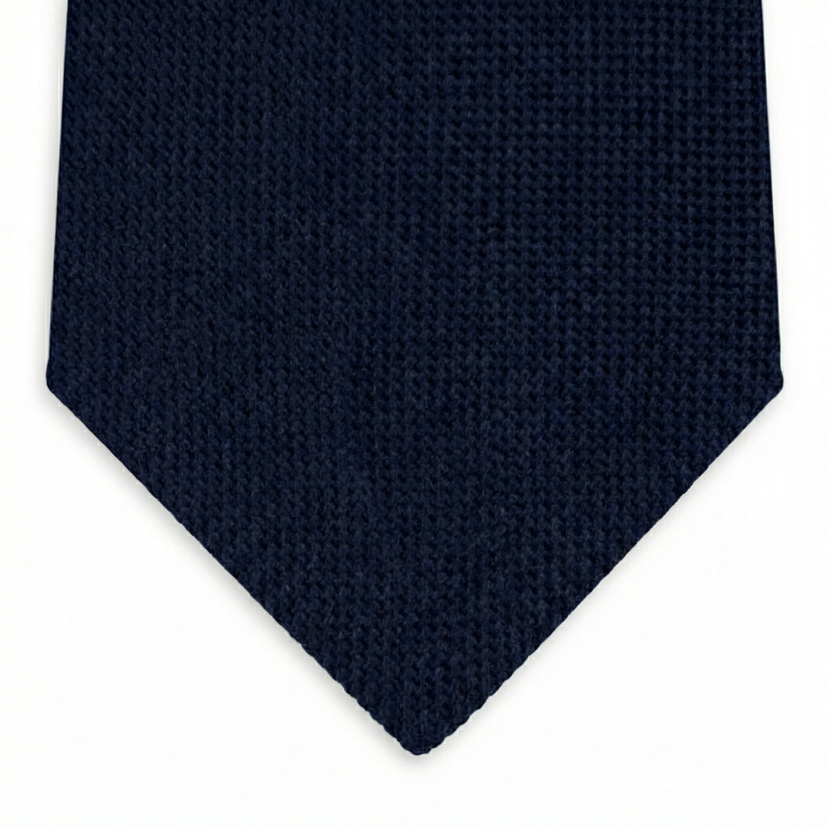 Dark Blue 5-Fold Sartorial Silk Tie, full tie displayed on white background