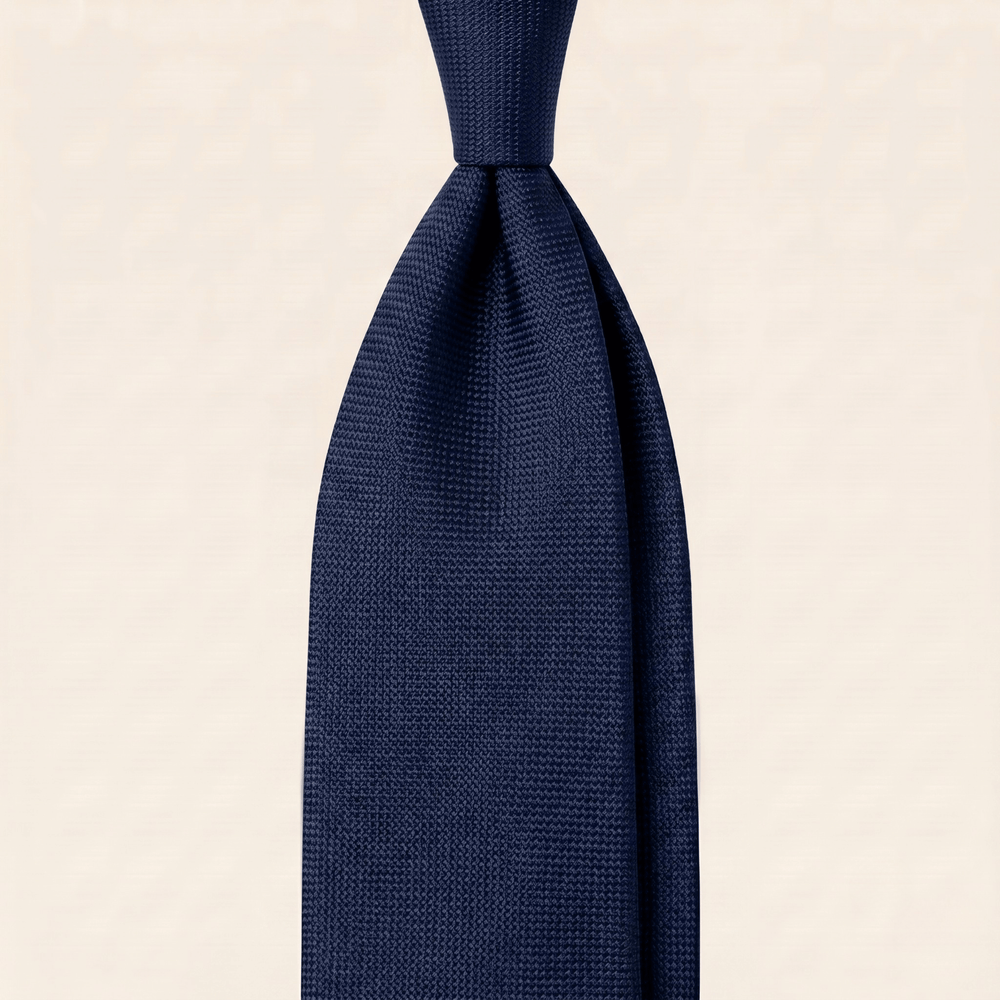 CRAVATTA BLU SCURO 7 PIEGHE SARTORIALE IN SETA - Lorenzi Como luxury silk tie