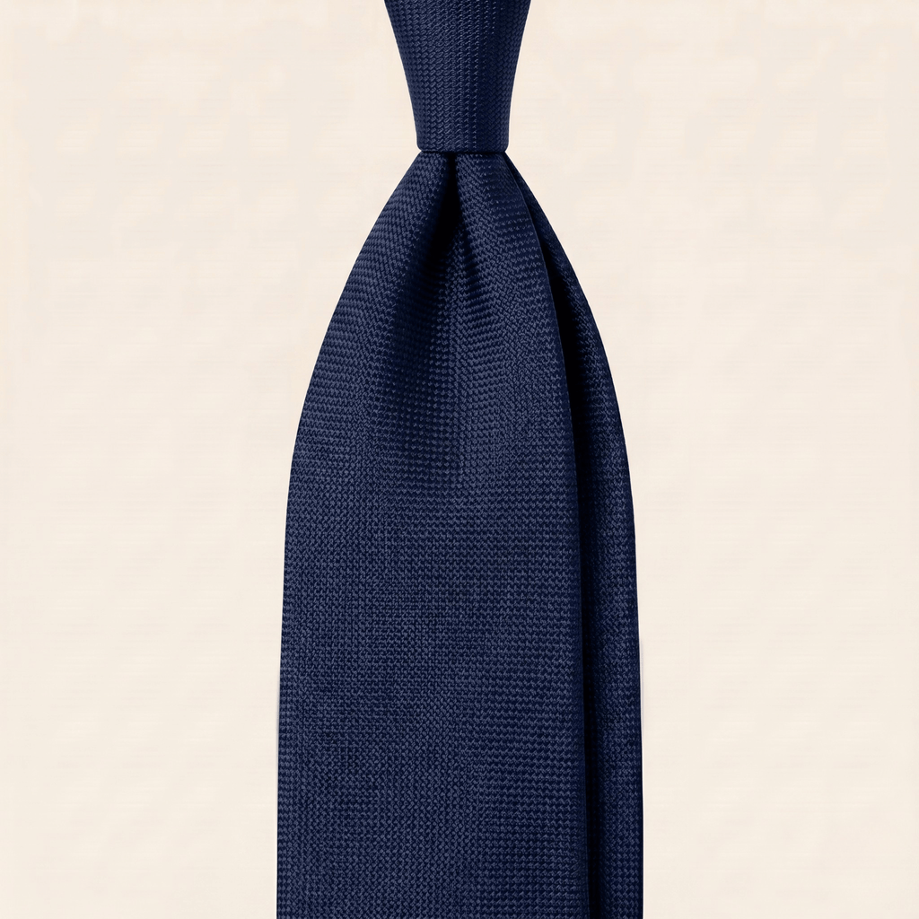 CRAVATTA BLU SCURO 7 PIEGHE SARTORIALE IN SETA - Lorenzi Como luxury silk tie