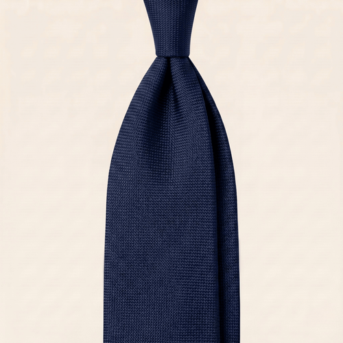 CRAVATTA BLU SCURO 7 PIEGHE SARTORIALE IN SETA - Lorenzi Como luxury silk tie