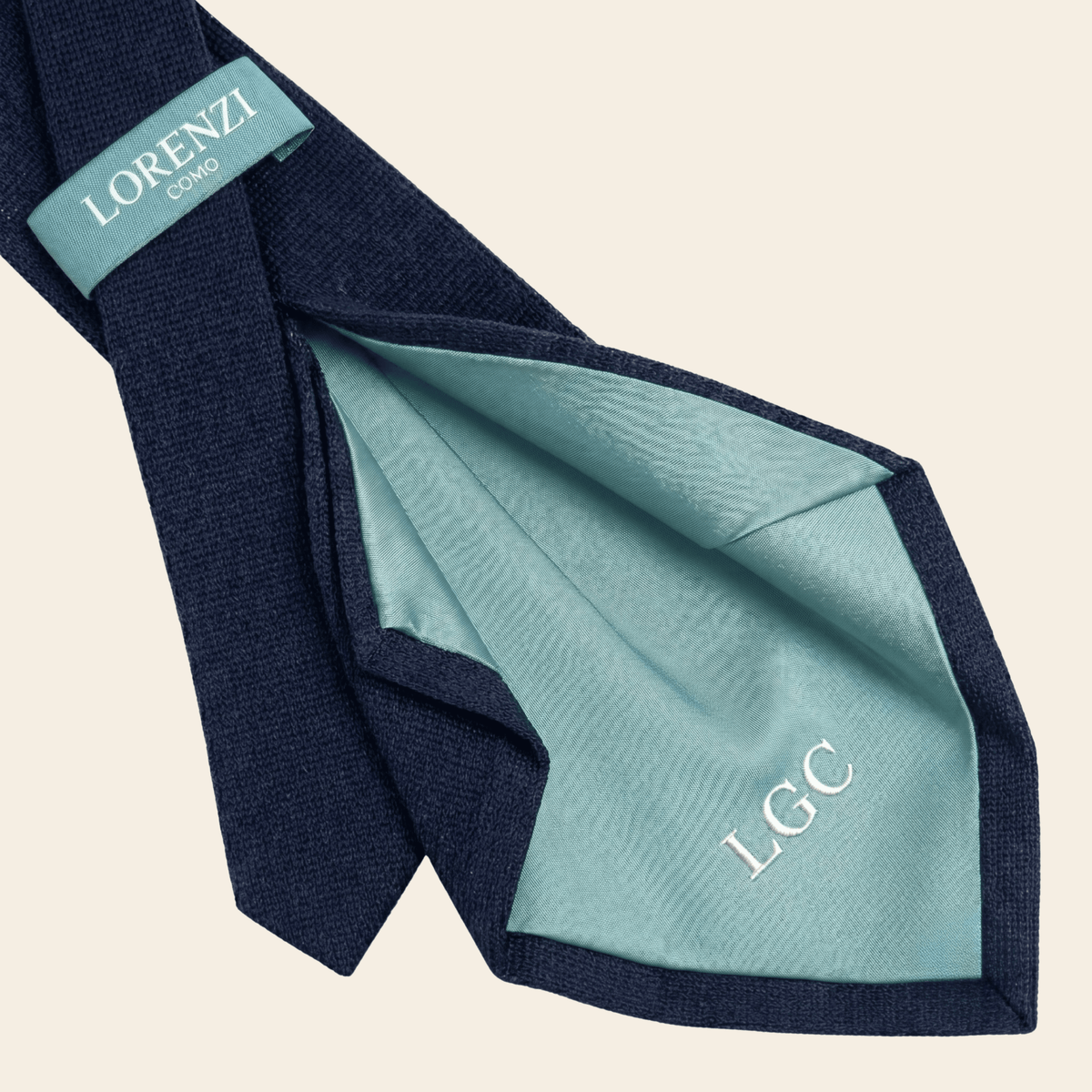 CRAVATTA BLU SCURO 7 PIEGHE SARTORIALE IN SETA - Lorenzi Como luxury silk tie